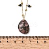 Natural Rhodonite Teardrop Pendant 304 Stainless Steel Satellite Chain Necklaces with Glass Beads NJEW-K255-57G-5