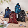 4Pcs 4 Colors Embroidery Flower Burlap Packing Pouches Drawstring Bags ABAG-FG0001-09-4