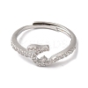 Rack Plating Brass Cubic Zirconia Arabic Letters Adjustable Rings for Women RJEW-S407-10P-11-2