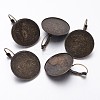 Antique Bronze Tone Brass Leverback Earring Findings Fit Domed Cabochons X-KK-A023-AB-1