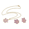 304 Stainless Steel Enamel Flower Stud Earrings & Pendant Necklaces Sets for Women SA-CBA46AF-19G-4