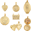 5Pcs 5 Styles Brass Locket Pendants KK-SC0007-17-1
