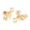 Brass Glass European Dangle Charms KK-N271-14G-2