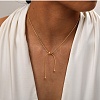 304 Stainless Steel Round Snake Chain Lariat Necklaces NJEW-Z048-01G-1