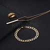 Alloy Cuboid Pendant Necklaces & Curb Chain Bracelets & Rings Sets FS-WG20982-03-2