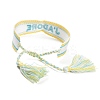 Word J'ADORE Polycotton(Polyester Cotton) Braided Bracelet with Tassel Charm LS-BJEW-F429-01-3