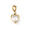 Heart 304 Stainless Steel Rhinestone Pendant Decorations STAS-H202-39G-1