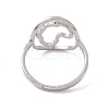 Non-Tarnish 201 Stainless Steel Hollow Out Africa Map Adjustable Ring for Women RJEW-C045-04P-3