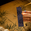 1Pc Rectangle Handmade Natural Wooden Carving Bookmarks with Rope Pendant AJEW-LP0004-27A-3