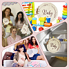 Round with Word Hey Baby Wood Baby Shower Guest Book Alternatives for Boy or Girl DIY-WH20002-58B-5