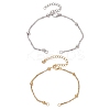 2Pcs 2 Colors 304 Stainless Steel Singapore Chain Bracelets Making AJEW-JB01307-1