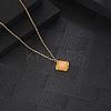 Natural Rose Quartz Rhombus Pendant Necklace with Brass Chains LS-VW7781-1-2