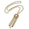 Bohemian 304 Stainless Steel & Imitation Pearl Oval Tassel Pendant Necklaces for Women NJEW-Z061-11G-4