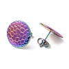 Ion Plating(IP) 304 Stainless Steel Textured Flat Round Stud Earrings for Women EJEW-I285-03MC-2