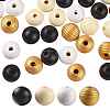 160 Pcs 4 Colors Bee Honey Color Painted Natural Wood Round Beads X1-WOOD-LS0001-01O-1