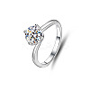 Flat Round Rhodium Plated 925 Sterling Silver Micro Pave Cubic Zirconia Finger Rings for Women WG84544-11-4