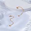 1 Pair Brass Rhinestone Heart Tassel Ear Thread for Women EJEW-LP0003-63G-3