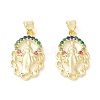 Rack Plating Brass Micro Pave Cubic Zirconia Pendants KK-E278-01G-1