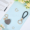2Pcs 2 Styles PU Leather and Alloy Rhinestone Braided Keychain & Pendant Decorations KEYC-CN0001-11E-3