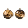 Natural Tiger Eye Smiling Face Pendants G-K372-02G-1