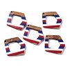Independence Day Opaque Striped Resin & Walnut Wood Pendants RESI-U010-02I-1