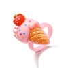 Cartoon Sweetmeats Resin Open Cuff Ring for Kids X-RJEW-K239-21-4