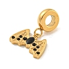 Ion Plating(IP) 304 Stainless Steel Black Enamel European Dangle Charms STAS-U005-35G-2