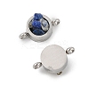 Natural Mixed Gemstone Chip 304 Stainless Steel Flat Round Connector Charms KK-P300-30P-2