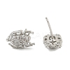 Brass Micro Pave Clear Cubic Zirconia Stud Earrings EJEW-R016-26P-07-4