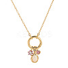 Brass Pave Cubic Zirconia Oval Flower Birth Stone Penant Necklaces with Synthetic Opal for Women WG88A4B-02-1