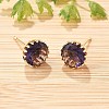Flat Round Brass Glass Stud Earrings EJEW-G428-01G-3