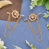 2Pcs Helm Zinc Alloy Hanging Chain Brooches with Crystal Rhinestone FIND-GF0006-83G-4