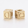 304 Stainless Steel Large Hole Letter European Beads X-STAS-H428-01G-D-2