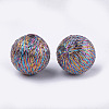 Polyester Thread Fabric Covered Beads WOVE-T009-16mm-02-2