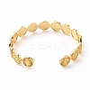 Brass Flat Round with Rosary Jesus Open Cuff Bangle for Women BJEW-B054-04G-2