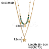 304 Stainless Steel & Glass Bead Double Layer Necklaces STAS-OY010-11G-2