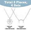 4 Sets 4 Style Sun and Moon 304 Stainless Steel Pendant Necklaces Set NJEW-FI0001-22-2