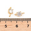 Brass Pave Clear Cubic Zirconia Flat Round Connector Charms KK-H538-21B-G-3