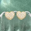 Brass Micro Pave Clear Cubic Zirconia Stud Earrings EJEW-G471-31G-03-1