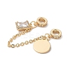 Brass Micro Pave Clear Cubic Zirconia Cable Chain European Beads KK-G531-07A-G-2