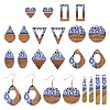 Beadthoven 20Pcs 10 Styles Opaque Resin & Walnut Wood Pendants RESI-BT0001-33-9