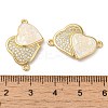 Rack Plating Brass Micro Pave Clear Cubic Zirconia Connector Charms KK-P268-20G-02-3