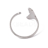 Non-Tarnish 201 Stainless Steel Whale Tail Shape Open Cuff Ring for Women RJEW-C045-09P-3