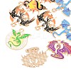 10Pcs Alloy Enamel Pendants ENAM-P268-01G-2