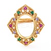 Rack Plating Oval Brass Micro Pave Cubic Zirconia Adjustable Ring Components KK-Q819-17G-2