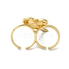 Rack Plating Heart Brass Open Cuff Double Rings for Women RJEW-G320-01G-3