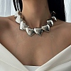 Iron 3D Heart Link Chain Choker Necklaces for Women NJEW-V003-02P-1
