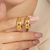Simple 201 Stainless Steel Cuban Link Hoop Earrings WG5268-4