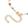 Brass & Colorful Glass Flat Round Link Chain Necklaces for Women NJEW-JN05451-5