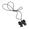 Resin Bowknot Pendant Adjustable Black Waxed Cord Necklaces for Women FS-WGD44B6-01-2